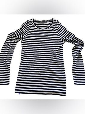 J Crew Perfect Fit 100% cotton Striped Long Sleeve Tee - Navy and White size L